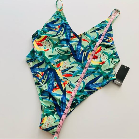 Nasty Gal Tropical Print High Leg One Piece Swimsuit Women's Size 14 NWT - Picture 6 of 12